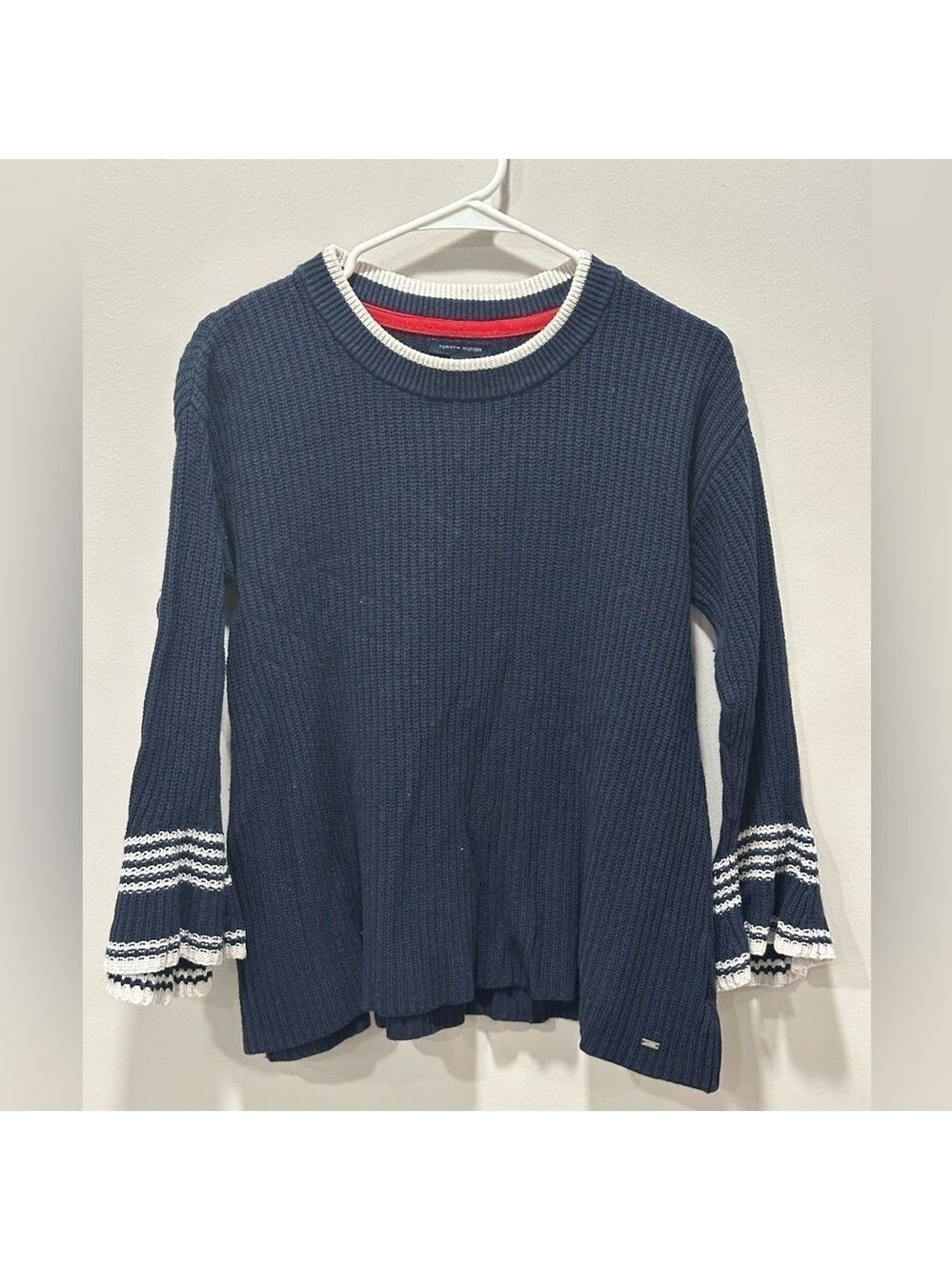 Tommy Hilfiger Bell Sleeve Knit Navy Blue Women’s Sweater Size Medium
